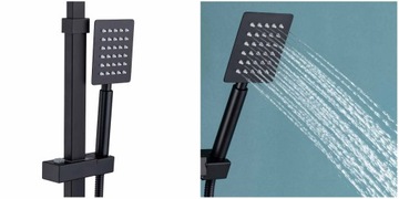 ZESTAW PRYSZNICOWY TERMOSTAT STALOWY BATERIA DESZCZOWNICA 30X30CM CZARNY