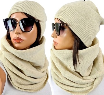 POLSKI KOMPLET CZAPKA + DUŻY KOMIN CIEPŁY # KOLORY