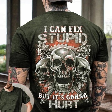 Czaszka Print Męska Casual T-Shirt Męski Krótki Rę