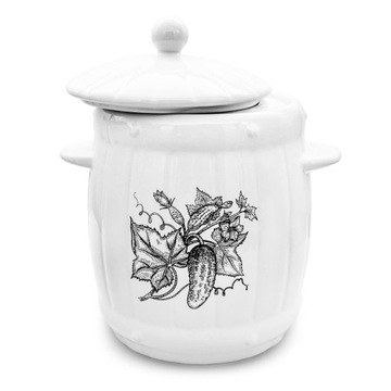 Керамическая бочка 4л ГЕРМЕТИЧНАЯ керамическая посуда для маринования огурцов Банка для капусты