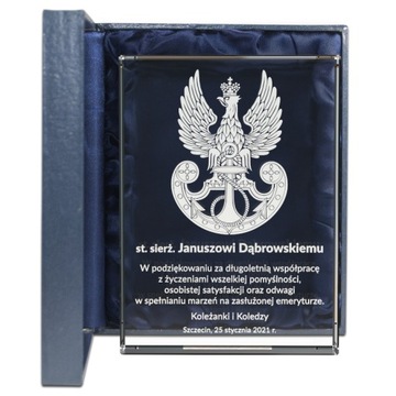 Kryształowa statuetka - Prezent dla żołnierza odchodzącego na emeryturę