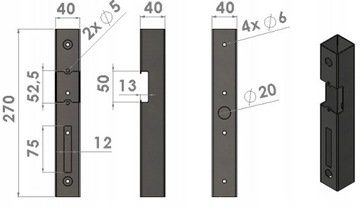 КАССЕТА ДЛЯ ЭЛЕКТРИЧЕСКОЙ ЗАЩЕЛКИ ДЛЯ ВОРОТ ОЦИНКОВАННАЯ