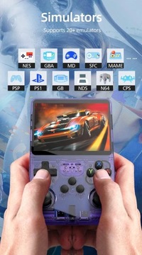 Портативная игровая консоль R36S Retro, дюймовый IPS-экран, R36S черный, 64 ГБ