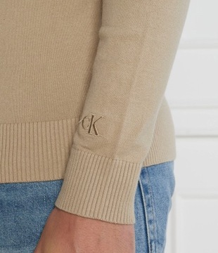 Calvin Klein Jeans sweter beżowy golf rozmiar M