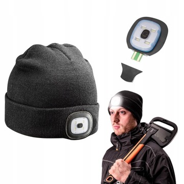 NEO TOOLS CZAPKA ROBOCZA Z LATARKĄ LED CZOŁÓWKA 3 POZIOMY ŚWIECENIA 81-621