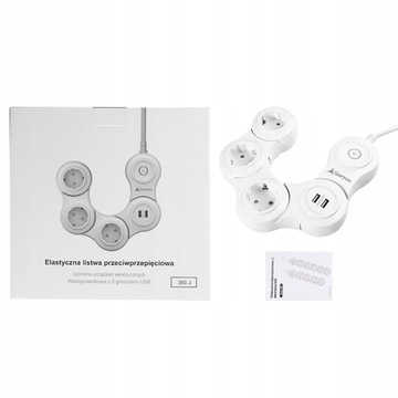 УДЛИНИТЕЛЬ БЛОК ПИТАНИЯ 2 USB-РОЗЕТКИ 1,5 м ВКЛ.