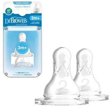 DR BROWN'S 2x SMOCZEK STANDARD 322 DO WĄSKIEJ BUTELKI POZ. 2 SILIKON 3-6M