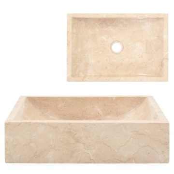 Umywalka, 45 x 30 x 12 cm, marmurowa, kremowa