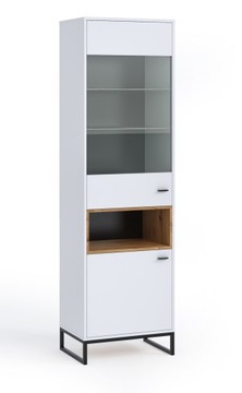 Witryna ROCHE 60x202x40 - BIAŁY / DĄB ARTISAN