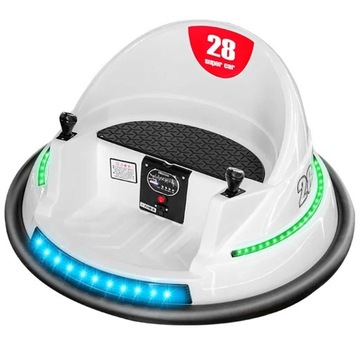 Elektryczny samochodzik zderzak dla dzieci auto pilot pasy biały do 1,2km/h