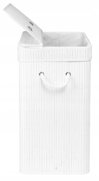 Бамбуковая корзина для белья с крышкой, 100л, белая