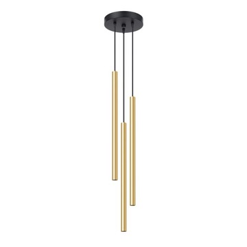 Lampa Wisząca Sufitowy Zwis jednopunktowy PASTELO 3P złoty połysk SOLLUX