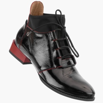 Botki Damskie Skórzane MACIEJKA Buty Skóra Półbuty Eleganckie Czarne 36