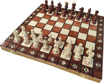 SZACHY AMBASADOR Mahoń - 35cm klasyczne - DREWNO