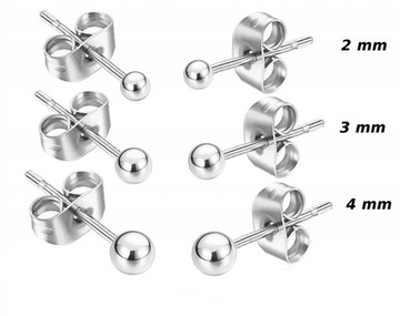 KOLCZYKI SREBRNE KULKI STAL CHIRURGICZNA 3 PARY