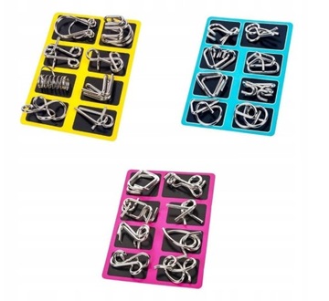 Zestaw łamigłówek metalowych - puzzle układanka logiczna 24szt
