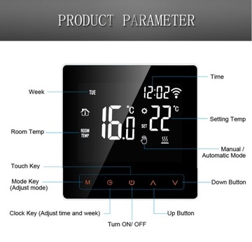 Контроллер температуры TUYA WiFi с управлением через приложение 16А