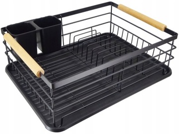 БОЛЬШОЙ ПОДДОН ДЛЯ СУШКИ ПОСУДЫ + ПОДДОН ДЛЯ СТОЛОВЫХ ПРИБОРОВ ТАРЕЛКИ КРУЖКИ ЧЕРНЫЕ