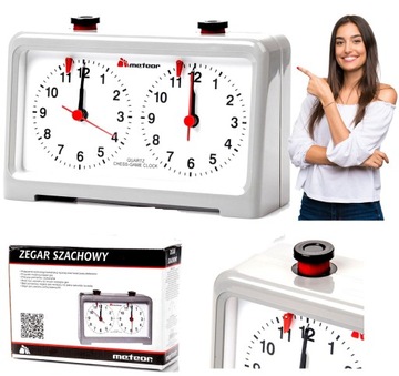 Zegar Szachowy Analogowy Szary Meteor Profesjonalny Na Baterie AA