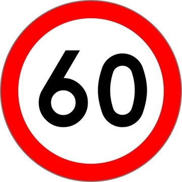 Znak B-33 ograniczenie prędk. do 60 km/h 800 I gen