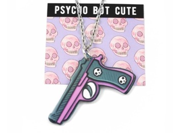 wisiorek PISTOLET czaszki scene goth gotycki W51