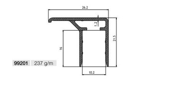 Закрывающий профиль для поликарбоната ALU F-10, длина 2 м.