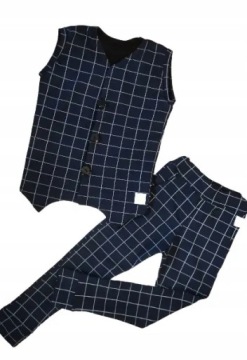 Комплект в сине-белую клетку, размер 146.
