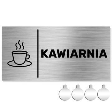 NIERDZEWNA Tabliczka na drzwi/ścianę z napisem KAWIARNIA 10x20 Aluminium