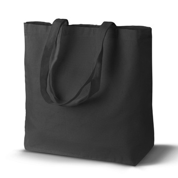 DUŻA TORBA BAWEŁNIANA 45x10x45 cm CZARNA GRUBA z DŁUGIM UCHWYTEM Naturalna