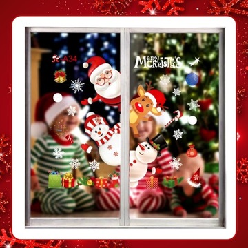 РОЖДЕСТВЕНСКИЕ НАКЛЕЙКИ НА ОКОННОЕ СТЕКЛО РОЖДЕСТВЕНСКИЕ УКРАШЕНИЯ СНЕЖИНКИ ПОДАРОК ​​САНТА-КЛАУСУ