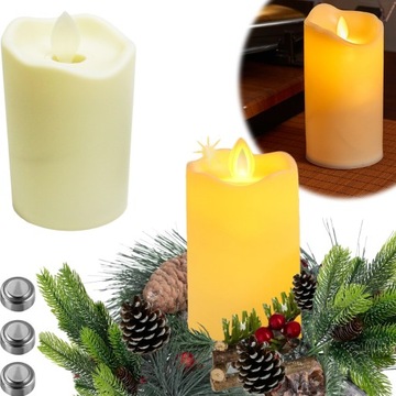 ŚWIECZKA ZNICZ LED WKŁAD + BATERIE MIGOTAJĄCY PŁOMIEŃ WODOODPORNY 8cm