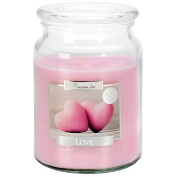 ŚWIECA ZAPACHOWA LOVE W SZKLE Z WIECZKIEM SND99-105 500G BISPOL
