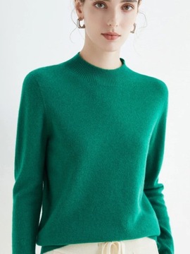 Autumn Winter Solid Mock-neck Pullover Sweater For