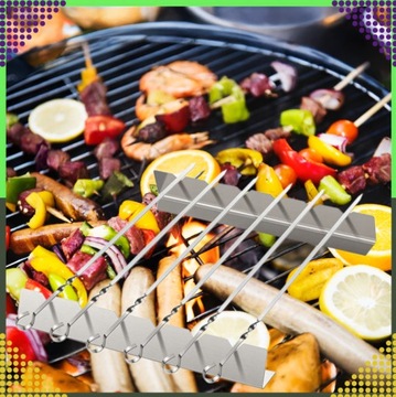 6x SZAMPURY SZPIKULCE METALOWE DO SZASZLYKÓW NA GRILL NIERDZEWNE + TORBA