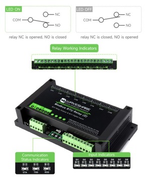 Реле 8 каналов Modbus RTU TCP Протокол IN/OUT
