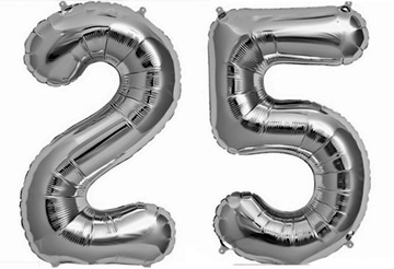 BALONY FOLIOWE srebrne gody 25 URODZINY