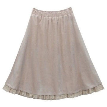 Autumn Women Skirt A-line Lace patchwork Double la
