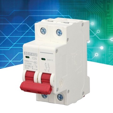 2P DC 1000V MCB Автоматический выключатель 25A Монтажный защитный переключатель