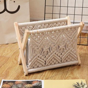 Colaxi Полка для журналов ручной работы Стоящая корзина для газет Boho DIY