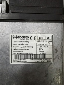 WEBASTO THERMO TOP C BMW X5 64.12 6918942-03ДИЗЕЛЬ