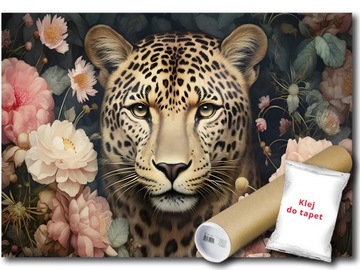 FOTOTAPETA FLIZELINA JAGUAR ZWIERZĘ KOT KWIATY NATURA PRZYRODA 104x70,5