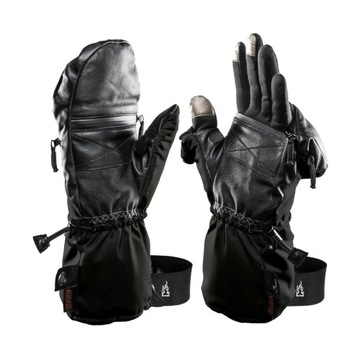 CIEPŁE RĘKAWICE ŁAPAWICE SKÓRZANE HEAT 3 SMART THE HEAT COMPANY R.7 BLACK
