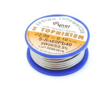 SPOIWO LUTOWNICZE CYNA Z TOPNIKIEM 2mm 100g CYNEL