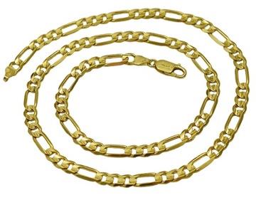 Łańcuszek Złoty Męski Figaro 5,30 Pełny Diamentowany pr 585 Grawer Gratis