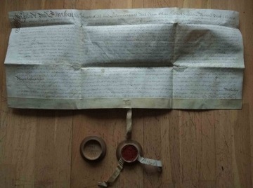 1761 Rękopis na pergaminie z pieczęcią w puszce