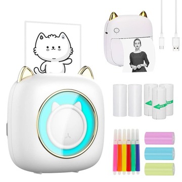 PRZENOŚNA MINI DRUKARKA TERMICZNA DRUKARKA FOTOGRAFICZNA Z SIEDMIOKOLOROWĄ