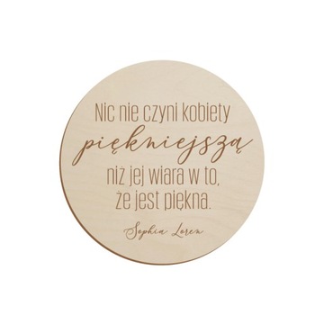 Drewniana podkładka pod kubek grawer KOBIETA CYTAT