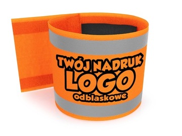 Odblaskowa opaska na ramię 10cm własny napis LOGO