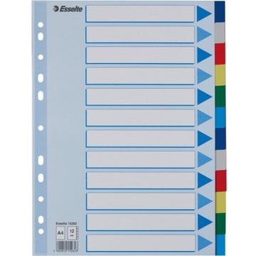 Przekładki plastikowe numeryczne z PP A4 12 kart 1-12 15262 ESSELTE