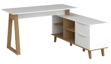 Zestaw BIURKO + komoda biała do biura pokoju młodzieżowego NE-01 + NE-03